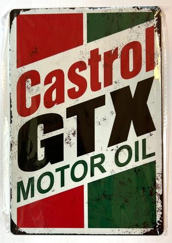 Castrol Oil Gtx - Metalowy szyld reklamowy Castrol GTX Motor