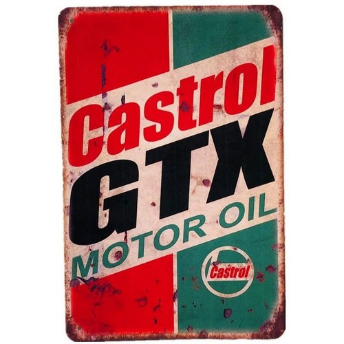 Castrol Oil Gtx - Tabliczka Metalowa Castrol GTX Olej Silnikowy
