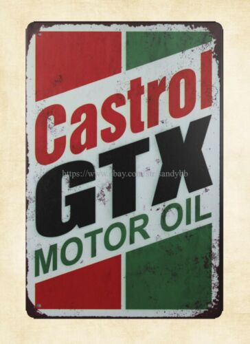 Castrol Oil Gtx - Reprodukcje ogrodowe, metalowy szyld blaszany Castrol