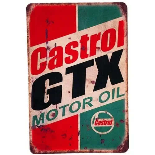 Castrol Oil Gtx - Tabliczka Metalowa Castrol GTX Olej Silnikowy