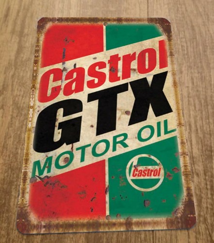 Castrol Oil Gtx - Vintage Metalowy Znak Ścienny z Reklamą